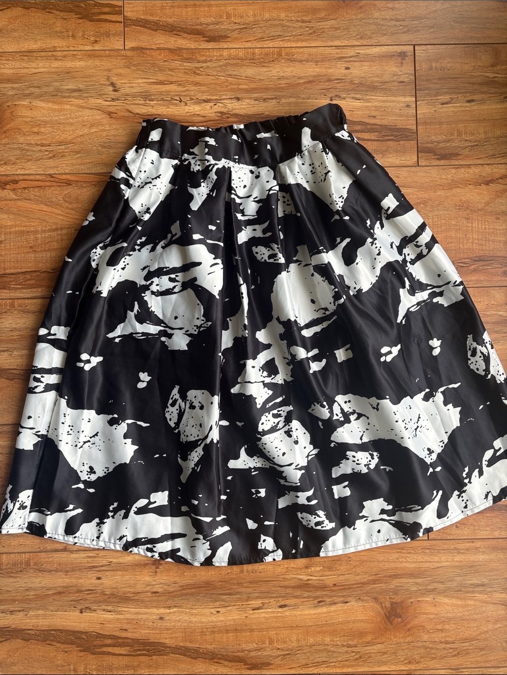 Black & White Abstract Print A-Line Party Skirt